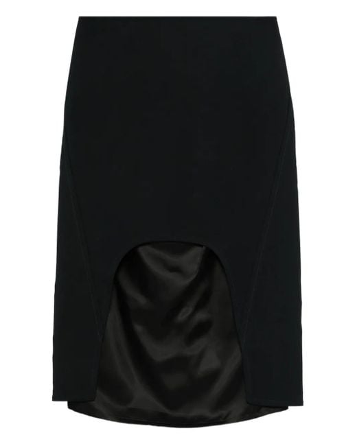 Plan C Black Cut-Out Midi Skirt
