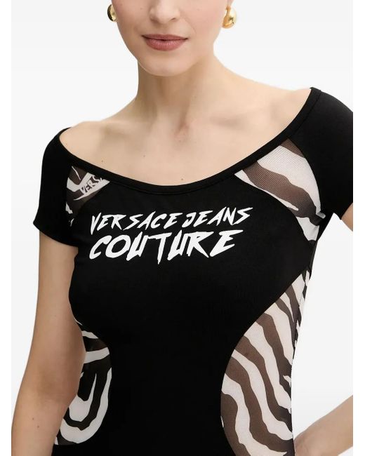 Versace Jeans Couture ゼブラプリント ミニドレス Black