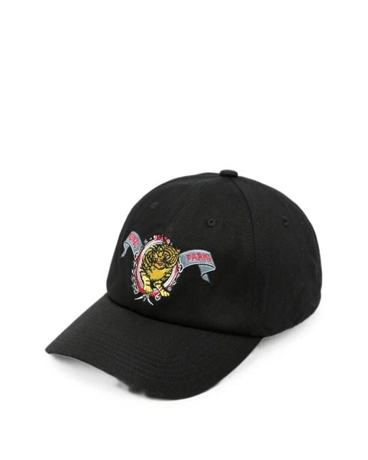 KENZO Black Tiger-Embroidered Baseball Cap for men