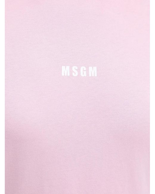MSGM Pink Logo-Detail T-Shirt