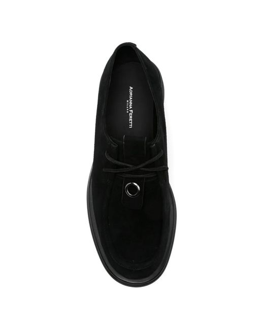 ADRIANNA FERETTI Black Ring-Detail Loafers