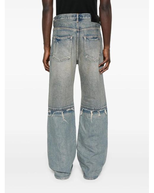 Purple Brand Blue Distressed Wide-Leg Jeans for men