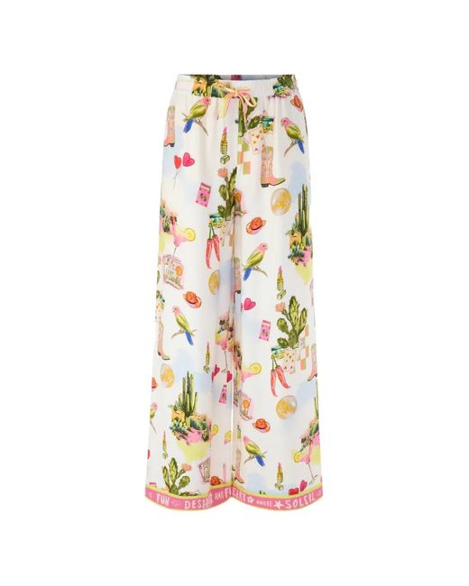 Marc Cain White Willmar Graphic-Print Palazzo Pants