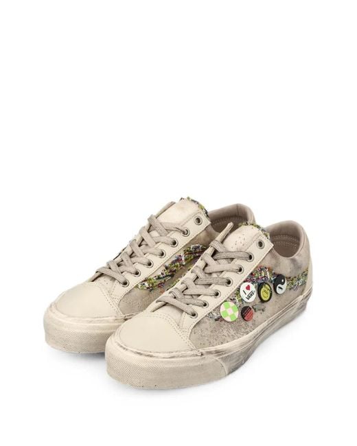 Vans White Badge-Embellished Tweed-Trim Sneakers for men
