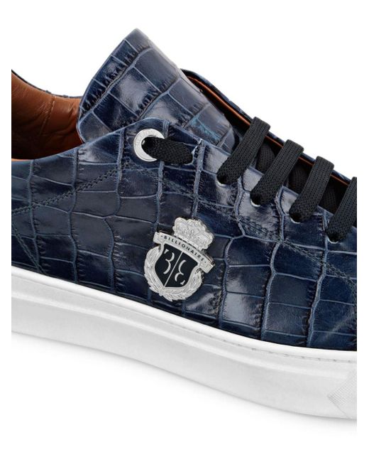 Billionaire Blue Lo-top Crocodile-embossed Effect Sneakers for men