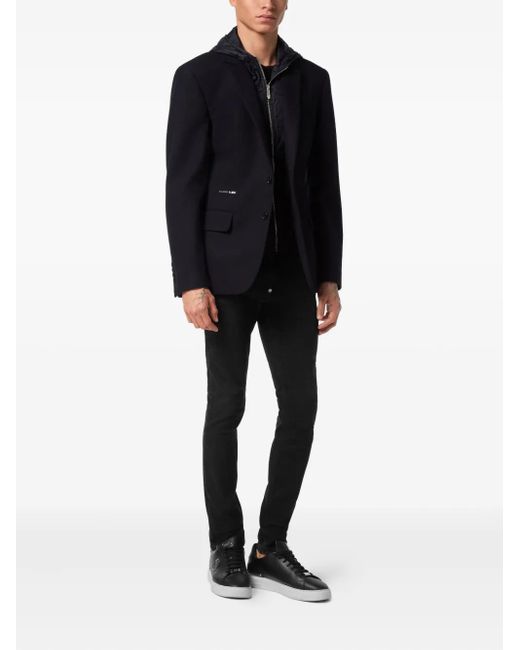 Philipp Plein Blue Hooded Blazer for men