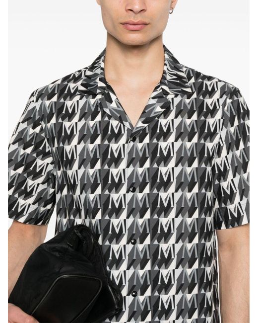 Moncler Black Monogram-print Cotton Shirt for men