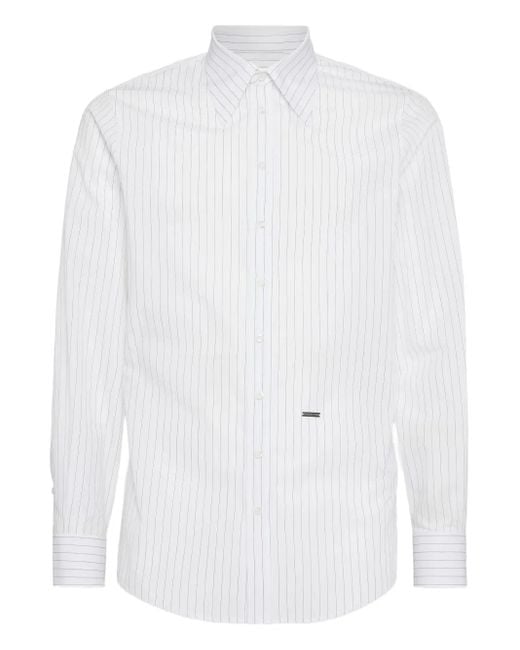Camicia Gessata di DSquared² in White da Uomo