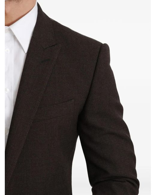 Dolce & Gabbana Black Peaked-Lapel Single-Breasted Blazer for men