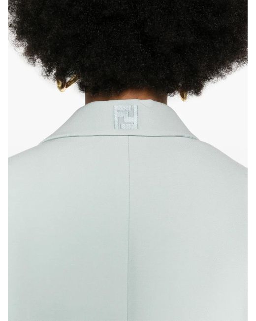 Fendi White Cropped Contrast-Panel Blazer