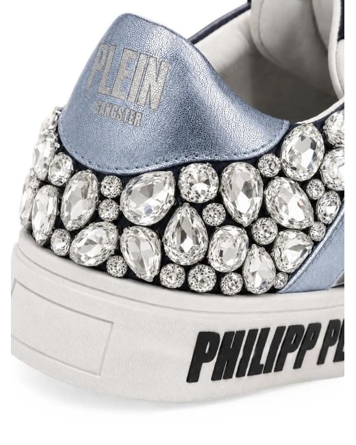 Philipp Plein White Low-Top Sneakers Skull Stones