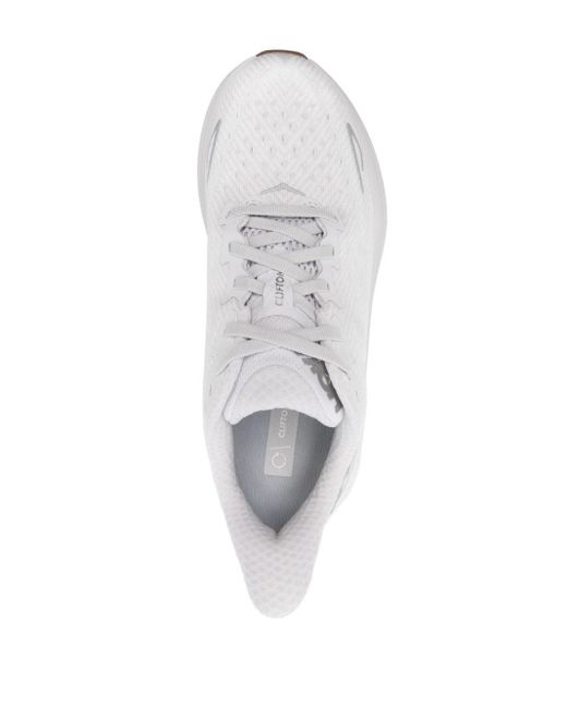 Hoka One One White Clifton 9 Chunky Sneakers