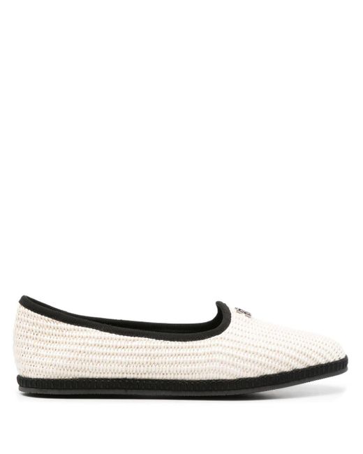 Casadei White Capalbio Woven Loafers