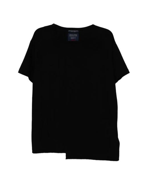 Yohji Yamamoto Black Panelled Short-Sleeves T-Shirt for men