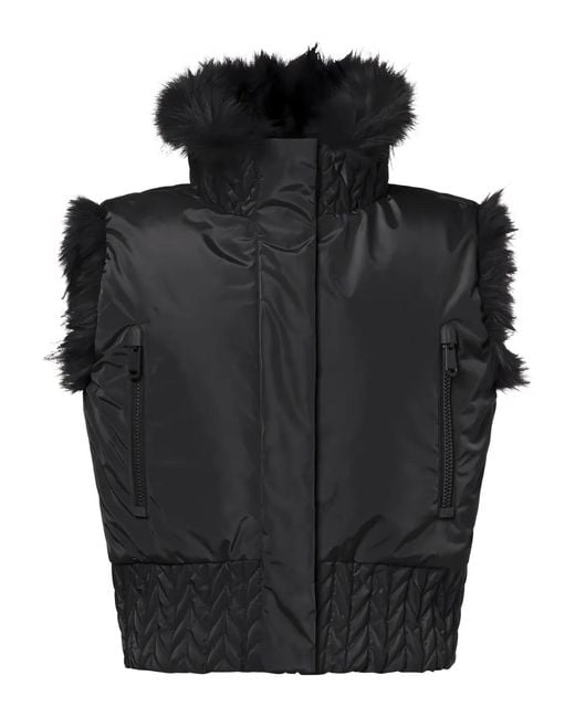 Goldbergh Black Yara Reversible Faux-Fur Hooded Gilet