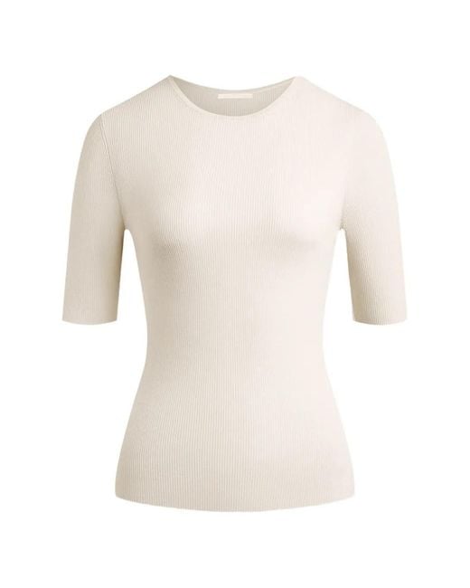 12 STOREEZ White Souffle Ribbed-Knit Top
