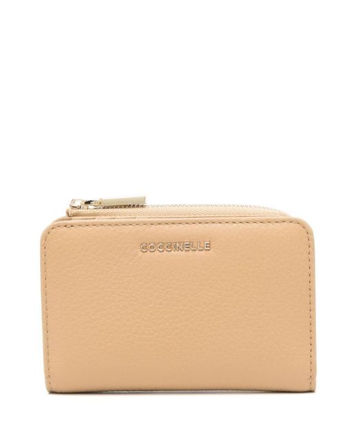Small Metallic Soft leather wallet di Coccinelle in Natural
