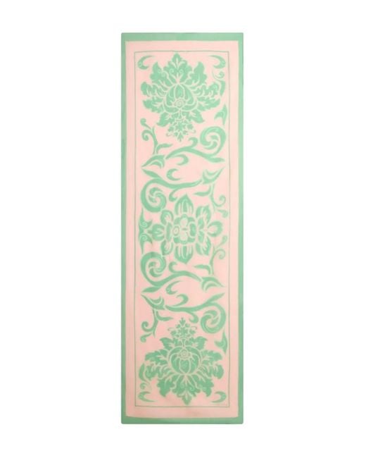 Etro Green Floral-Patterned Rectangular Scarf