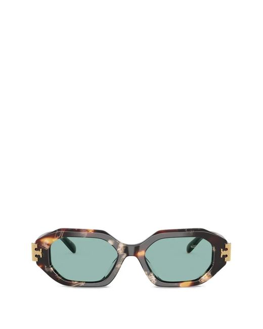 Tory Burch Green Double T Geometric-Frame Sunglasses