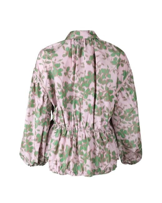Giambattista Valli Gray Floral-Pattern Drawstring Jacket