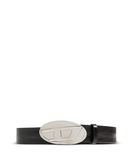 DIESEL White B-1Dr 2.0 Leather Belt for men