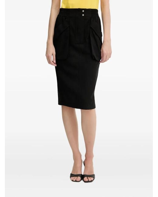 Pinko Black Elasticated Cotton Midi Skirt