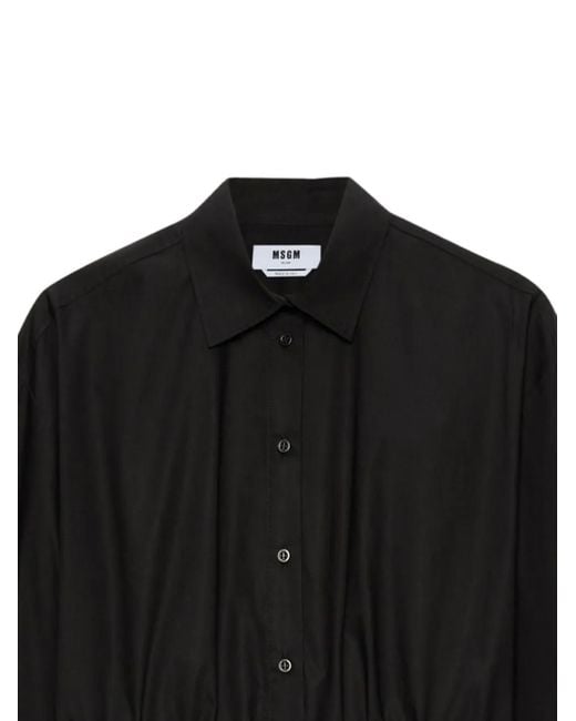 MSGM Black Gathered Shirt