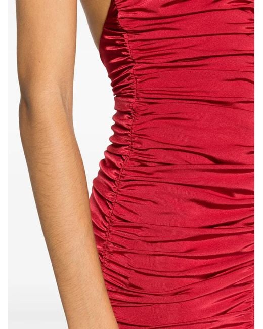 Noire Swimwear Red Ruched Halterneck Minidress