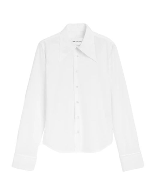 AMI White Blended Silk Sharp Collar Adjusted Shirt