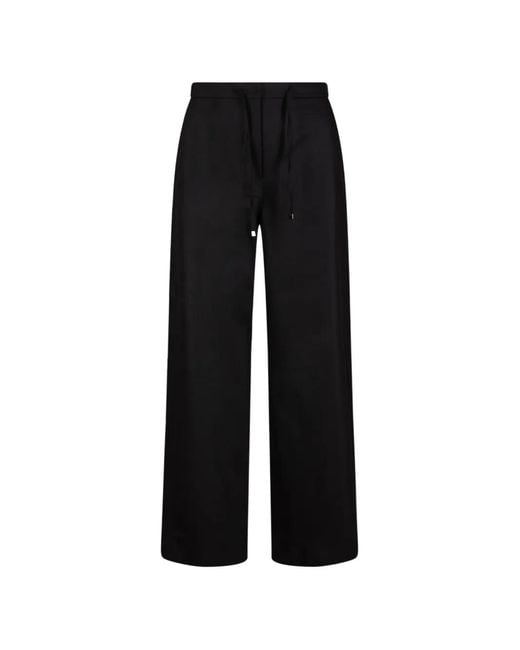 Max Mara Black Drawstring Wool-Flannel Trousers