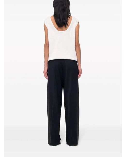 Another Tomorrow Black Relaxed Wide Leg Pant