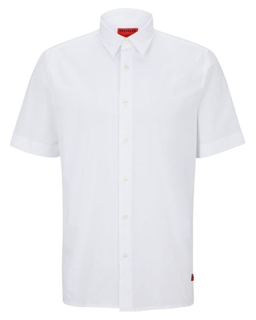 HUGO White Ebor Logo-patch Shirt for men