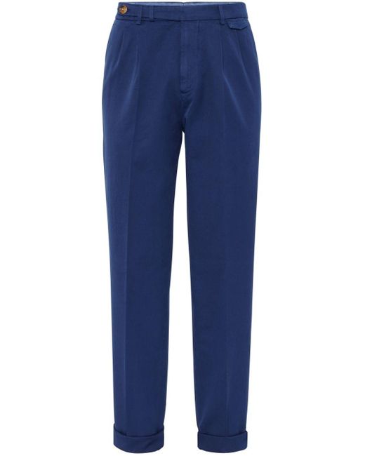 Brunello Cucinelli Blue Straight-leg Cotton Trousers for men