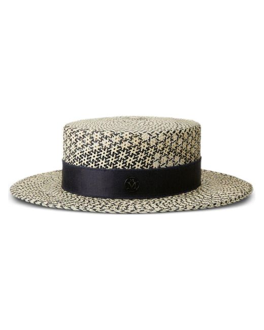 Maison Michel Natural Kiki Logo-Detail Straw Fedora