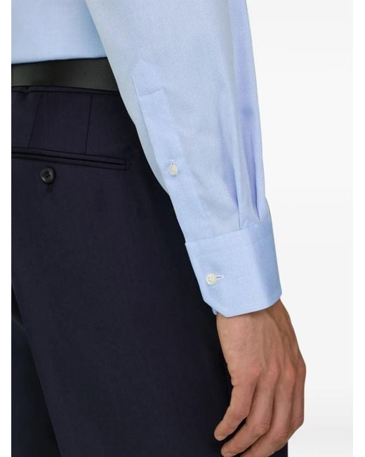 Boggi Blue Checked Cotton Non-Iron Regular-Fit Shirt for men