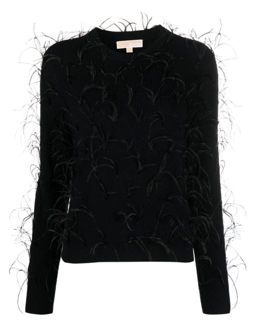 MICHAEL Michael Kors Black Feather-detail Knitted Jumper