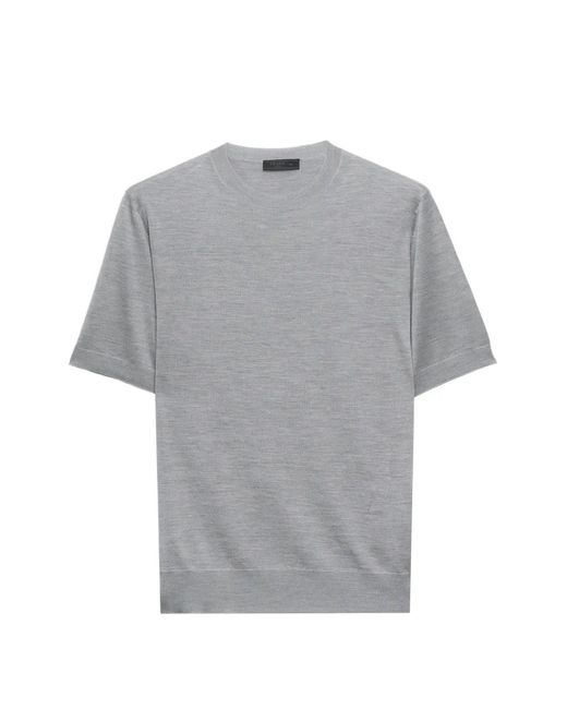 Prada Gray Short-Sleeved Silk Sweater for men