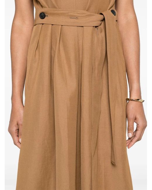 Fabiana Filippi Brown Belted V-Neck Midi Dress