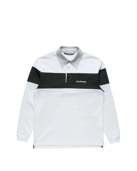 Acne Gestreepte Polosweater in het White voor heren