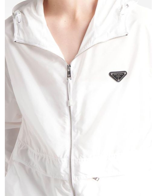 Coupe-vent à plaque logo Prada pour homme en coloris White