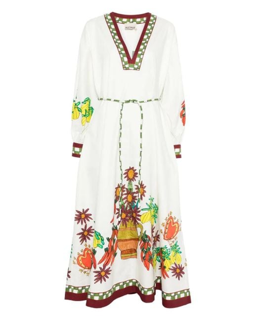 ALÉMAIS White Katerina V-Neck Dress