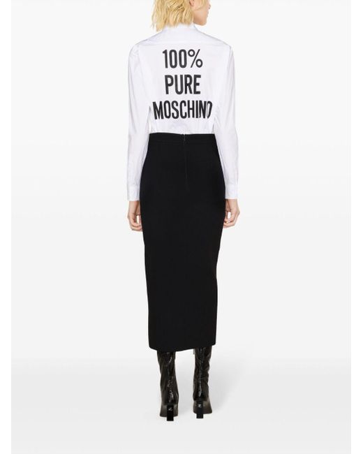 Moschino Black Logo-Lettering Straight Midi Skirt