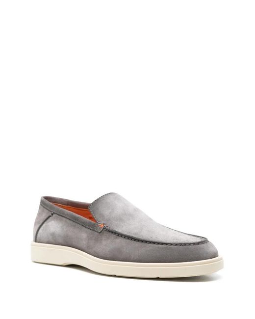 Santoni Gray Gradient-Effect Suede Loafers for men