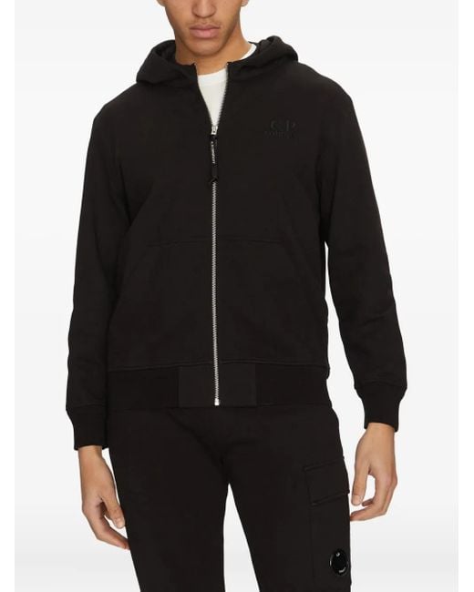 C P Company Black Zip-Up Hoodie for men