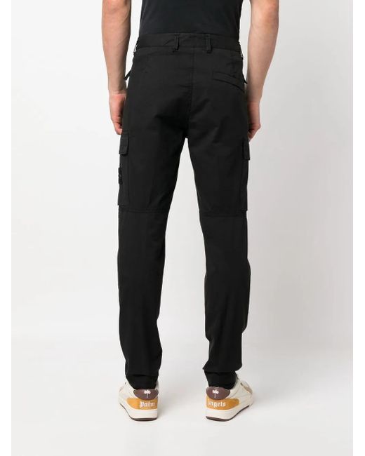 Stone Island Black Stone Logo-Patch Trousers for men