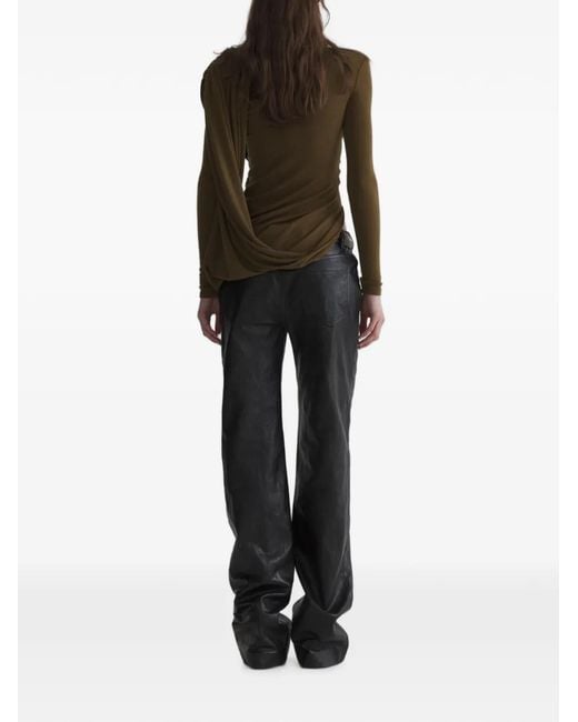 Mugler Black Low Waist Masculine Leather Pants