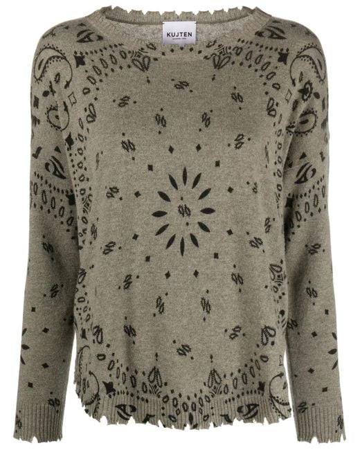 Kujten Gray Crew-Neck Cashmere Sweater