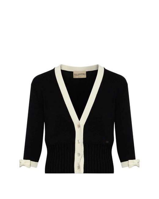 Valentino Garavani Black Vlogo Signature Cropped Cardigan