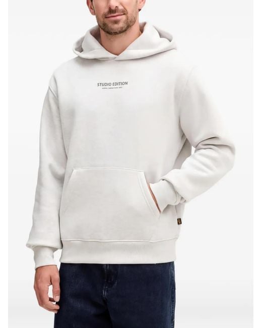 Alpha Industries White Graphic-Print Hoodie for men