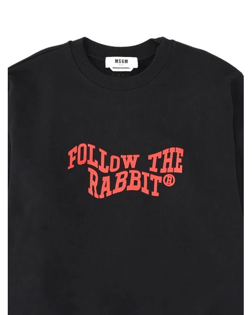 MSGM Black Rabbit Cotton Sweatshirt for men